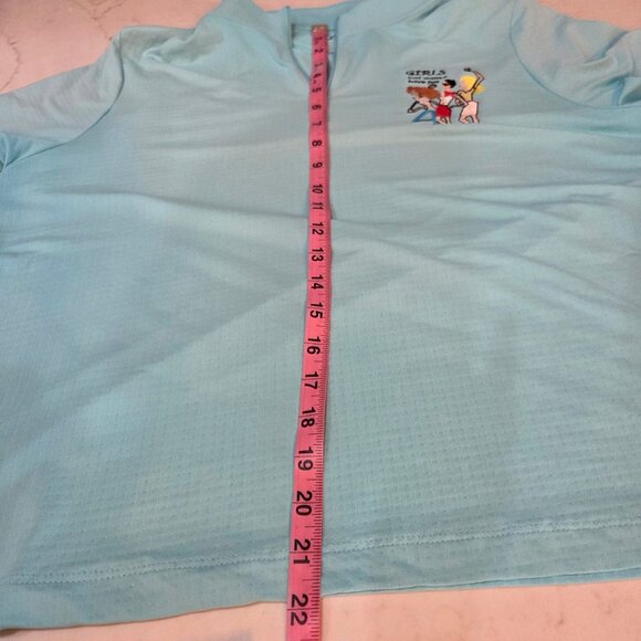 IBKUL Light Blue 1/4 Zip Polo Shirt XXL Embroidered "Girls Just Wanna Have Fun" - Picture 10 of 10